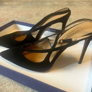 AQUAZZURA BLACK STRAPPY HEELS SIZE 36 - NEVER WORN (Size too small)